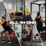 RitFit All-in-One Squat Rack for Home Gym, PPC02C Multi-Function 1000 LBS Capacity Power Cage with LAT Pulldown, Pulley System, Dip Bar, Landmine & More Power Rack Attachments (Black Only Cage)