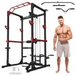 ONNO Power Cage,1200lbs Multi-Function Power Rack with Adjustable Cable Crossover System and More Training Attachment,Squat Power Rack with LAT Pulldown for Home Gym,F36 Versions