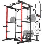 ARMAC Power Cage,1500lbs Multi-Function Power Rack with Adjustable Cable Crossover System and More Training Attachment, Weight Cage for Home Gym