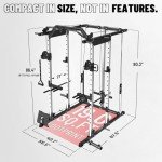 Mikolo Power Cage, Power Rack with Cable Crossover System, 2200 LBS Capacity Squat Rack and Packages with Optional Weight Bench, Olympic Barbell, 260LBS Bumper Weight Set, Red