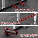 VANSWE Power Cage with LAT Pulldown Attachment, 1200-Pound Capacity Power Rack Full Home Gym Equipment with Multi-Grip Pull-up Bar, Landmine, T bar and Dip Handle