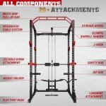 ONNO Power Cage,1200lbs Multi-Function Power Rack with Adjustable Cable Crossover System and More Training Attachment,Squat Power Rack with LAT Pulldown for Home Gym,F36 Versions