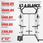 Mikolo Power Cage, Power Rack with Cable Crossover System, 2200 LBS Capacity Squat Rack and Packages with Optional Weight Bench, Olympic Barbell, 260LBS Bumper Weight Set, Red