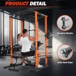 OPPSDECOR Power Cage, 1600LBS Power Rack with LAT Pull Down Pulley System& Cable Row, Weight Cage with More Training Attachments, Multi-Functional Squat Rack for Home Gym System (Pumpkin)