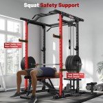 ARMAC Power Cage,1500lbs Multi-Function Power Rack with Adjustable Cable Crossover System and More Training Attachment, Weight Cage for Home Gym