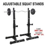 F2C Max Load 550Lbs Pair of Adjustable 41"-66" Rack Sturdy Steel Squat Barbell Free Bench Press Stands GYM/Home Gym Portable Dumbbell Racks Stands