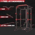 ONNO Power Cage,1200lbs Multi-Function Power Rack with Adjustable Cable Crossover System and More Training Attachment,Squat Power Rack with LAT Pulldown for Home Gym,F36 Versions