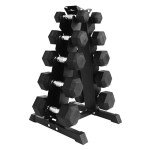 Rubber Coated Hex Dumbbell Set with Rack