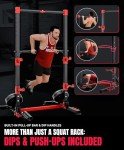 YOLEO Adjustable Squat Rack with Pull-Up Bar & Dip Bars, Multi-Functional Power Rack Squat Stand for Home Gym, Basement & Garage, 55"-67" Width, 28"-32" Height, Fits 6FT & 7FT Barbells