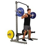 Sunny Health & Fitness Power and Squat Rack with High Weight Capacity, Olympic Weight Plate Storage and 360° Swivel Landmine and Power Band Attachment