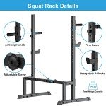 Uboway Barbell Rack Squat Stand Adjustable Bench Press Rack 550LBS Max Load Multi-Function Weight Lifting Home Gym Fitness, 2023 Update