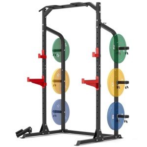 RUNFREELY Power Rack Squat Rack for Home Gym, 1000LBS Power Cage Half Rack with Pull Up Bar,Safety Bar and Landmine,Gym Rack for Weight Lifting, Bench Press and Squat