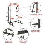 Sunny Health & Fitness Power Zone Half Rack Heavy Duty Performance Power Cage with 1000 LB Weight Capacity – SF-XF9933, Black