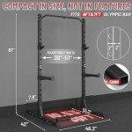 Temtum Squat Rack, 1000LBS Power Rack with Pull-Up Bar, Multi-Functional Half Rack, Inner Adjustable Width Squat Stand Rack Fit 6FT, Black