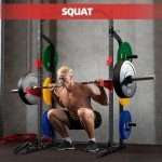 RUNFREELY Power Rack Squat Rack for Home Gym, 1000LBS Power Cage Half Rack with Pull Up Bar,Safety Bar and Landmine,Gym Rack for Weight Lifting, Bench Press and Squat