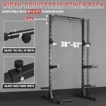 Temtum Squat Rack, 1000LBS Power Rack with Pull-Up Bar, Multi-Functional Half Rack, Inner Adjustable Width Squat Stand Rack Fit 6FT, Black