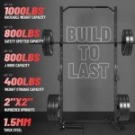 Temtum Squat Rack, 1000LBS Power Rack with Pull-Up Bar, Multi-Functional Half Rack, Inner Adjustable Width Squat Stand Rack Fit 6FT, Black