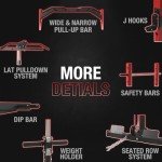 Mikolo Power Cage, Power Rack with LAT Pulldown, 1200 Pounds Capacity Workout Cage with More Training Attachments, Squat Rack for Home Gym, Red