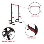 Sunny Health & Fitness Power Zone Squat Stand Power Rack Cage - SF-XF9931, Upright,Black/Red