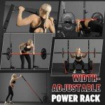 Temtum Squat Rack, 1000LBS Power Rack with Pull-Up Bar, Multi-Functional Half Rack, Inner Adjustable Width Squat Stand Rack Fit 6FT, Black