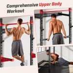 Folding Power Rack, Wall Mounted Squat Rack with Pull Up Bar, 980 Pounds Capacity, with J-Cups, Spotter Arms, Dip Bars, Landmine for Full Body Workout