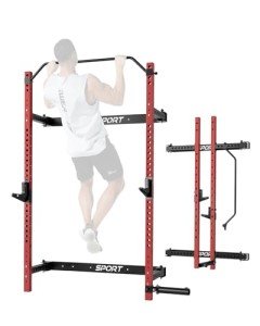 Folding Squat Rack Wall Mounted for Home Gym Garage, 1000 Pounds Capacity, 2.36" x 2.36" Power Rack With Pull Up Bar, J-Hooks and 360° Landmine