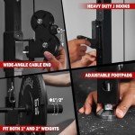 Mikolo Folding Squat Rack, Wall Mounted Power Rack with Cable Crossover Machine & LAT Pull Down, Functional Trainer with 5 Adjustable Function Modes, for Home Gym and Space Saving (Red)