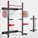 ARMAC Folding Wall Mounted Squat Rack, Foldable Power Rack with Pull Up Bar, 980 Pounds Capacity, with J-Cups, Spotter Arms, Dip Bars, Landmine for Full Body Workout