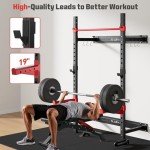 ARMAC Folding Wall Mounted Squat Rack, Foldable Power Rack with Pull Up Bar, 980 Pounds Capacity, with J-Cups, Spotter Arms, Dip Bars, Landmine for Full Body Workout