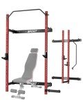 Folding Squat Rack Wall Mounted for Home Gym Garage, 1000 Pounds Capacity, 2.36" x 2.36" Power Rack With Pull Up Bar, J-Hooks and 360° Landmine