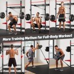ARMAC Folding Wall Mounted Squat Rack, Foldable Power Rack with Pull Up Bar, 980 Pounds Capacity, with J-Cups, Spotter Arms, Dip Bars, Landmine for Full Body Workout