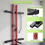 OutdoorVibe Foldable Wall Mounted Squat Rack, 1000LBS Capacity Folding Power Rack with Pull Up Bar, J Hook, Landmine, Folding Squat Rack for Garage&Home Gym