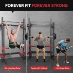 Fagus H 2.36'' x 2.36'' Folding Squat Rack Wall Mounted with Adjustable Pull-Up Bar, J-Hooks,Safety Arm,Dipping bar and Partable Space Saving Free Standing, Red