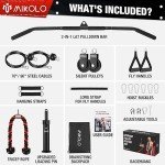 Mikolo Wall Mounted Squat Rack, Folding Power Rack with Lat Pulldown & Cable Crossover System, Power Cage with Pulley System and Training Attachments for Home Gym, Weight Capacity 1450LBS(Red)