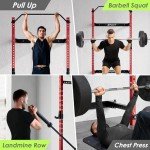 OutdoorVibe Foldable Wall Mounted Squat Rack, 1000LBS Capacity Folding Power Rack with Pull Up Bar, J Hook, Landmine, Folding Squat Rack for Garage&Home Gym