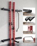 HOMLANE Folding Wall Mounted Squat Rack, Multi-Functional Power Rack for Home Gym Small Spaces, 1000 Pounds Capacity Foldable Squat Rack with Attachments, 2.36" x 2.36" Space Saving Power Cage