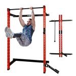 Yes4All 2" x 2" Tube with 1" Hole Space Saving Folding Wall Mounted Squat Rack for Home Gym, 1000lbs Capacity Steel Power Cage with Adjustable Pull-Up Bar, 360 Degree Landmine & Strong Steel J-Hooks