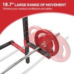 Fagus H 2.36'' x 2.36'' Folding Squat Rack Wall Mounted with Adjustable Pull-Up Bar, J-Hooks,Safety Arm,Dipping bar and Partable Space Saving Free Standing, Red
