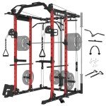 ER KANG Power Cage, PC06 1500LBS Power Rack with Cable Crossover System, Multi-Function Workout Cage, Squat Rack Home Gym (Red Power Cage Only)