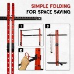 Yes4All 2" x 2" Tube with 1" Hole Space Saving Folding Wall Mounted Squat Rack for Home Gym, 1000lbs Capacity Steel Power Cage with Adjustable Pull-Up Bar, 360 Degree Landmine & Strong Steel J-Hooks