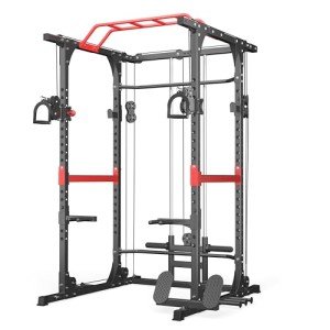 AKYEN Power Cage, 1200lbs Capacity Commercial-grade Quality Power Rack with Adjustable Cable Crossover System, Multi-Function Squat Rack with Pulley System, Weight Cage for Home Gym with Training Attachments