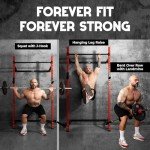 Yes4All 2" x 2" Tube with 1" Hole Space Saving Folding Wall Mounted Squat Rack for Home Gym, 1000lbs Capacity Steel Power Cage with Adjustable Pull-Up Bar, 360 Degree Landmine & Strong Steel J-Hooks