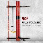 Yes4All 2" x 2" Tube with 1" Hole Space Saving Folding Wall Mounted Squat Rack for Home Gym, 1000lbs Capacity Steel Power Cage with Adjustable Pull-Up Bar, 360 Degree Landmine & Strong Steel J-Hooks