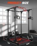 AKYEN Power Cage, 1200lbs Capacity Commercial-grade Quality Power Rack with Adjustable Cable Crossover System, Multi-Function Squat Rack with Pulley System, Weight Cage for Home Gym with Training Attachments
