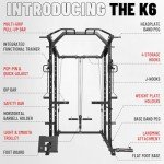 Mikolo Power Cage, Power Rack with Cable Crossover System, 1500LBS Squat Rack with LAT Pull Down System, Home Gym Packages with Weight Bench, Olympic Barbell Weight Set-Black