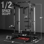 Mikolo Power Cage, 2000LB Power Rack with Independent Dual Pulley System, Multi-Function Home Gym Workout Machine for Cable Crossover (Black)