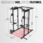 Mikolo Power Cage, Power Rack with Cable Crossover System, 1500LBS Squat Rack with LAT Pull Down System, Home Gym Packages with Weight Bench, Olympic Barbell Weight Set-Black