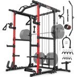 ARMAC Power Cage,1500lbs Multi-Function Power Rack with Adjustable Cable Crossover System and More Training Attachment, Weight Cage for Home Gym