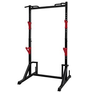 CANPA Multifunction Power Rack with Pull up Bar, Heavy Capacity and Adjustable Squat Stand Rack for Home Gym Equipment, Power Rack Cage (Black)