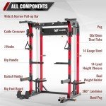 MAJOR FITNESS F22 Multi-Functional Power Rack—1600lbs Capacity All-in-One Squat Rack with Dual Pulley System for Home Gym Strength Training